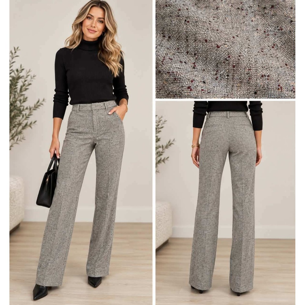 NWT The Limited Pants Womens 4 Gray Cassidy Fit Classic Flare Tweed Wool